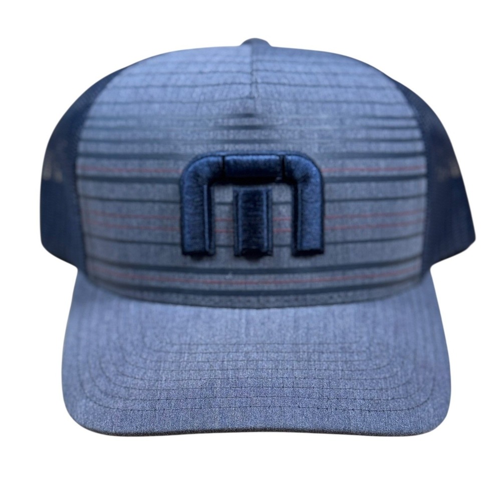TravisMathew 5-Panel Snapback Golf Hat Navy Gray Golfcore Dadcore Gorpcore EUC